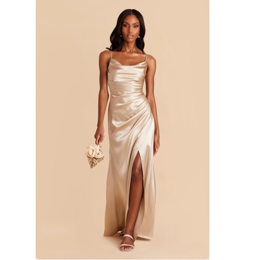 Elegant Gold Satin Evening Gown